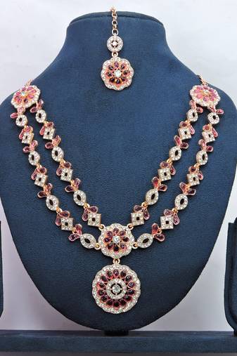 Purple designer premium festive wear necklace set
