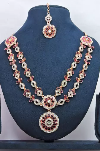 Purple designer premium festive wear necklace set