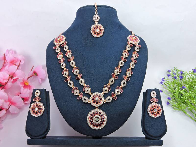 Purple designer premium festive wear necklace set