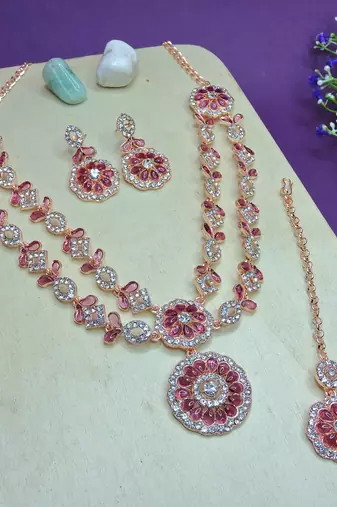 Purple designer premium festive wear necklace set