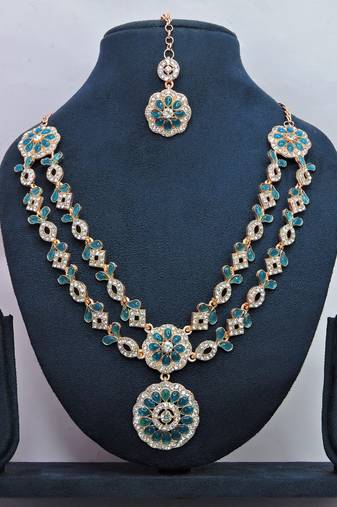 Turquoise designer premium festive wear necklace set