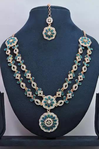 Turquoise designer premium festive wear necklace set