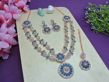 Turquoise designer premium festive wear necklace set 2