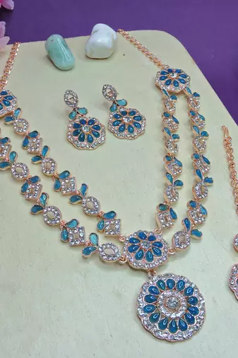 Turquoise designer premium festive wear necklace set
