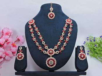 Red designer premium festive wear necklace set 1