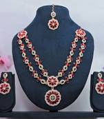 Red designer premium festive wear necklace set