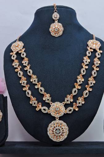 White designer premium festive wear necklace set