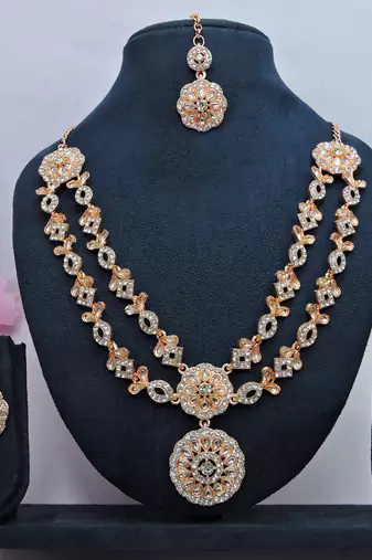 White designer premium festive wear necklace set