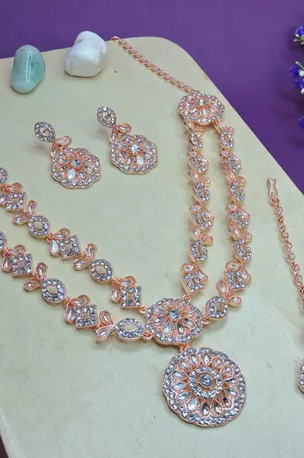 White designer premium festive wear necklace set