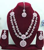 Pink designer premium festive wear necklace set