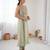 Sage green floral embroidered georgette straight kurta set for women with sequin work