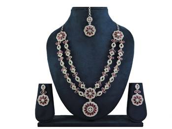 Purple designer premium festive wear necklace set 1