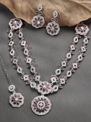 Purple designer premium festive wear necklace set 2