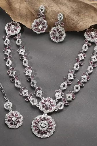 Purple designer premium festive wear necklace set