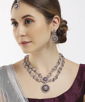Purple designer premium festive wear necklace set 3