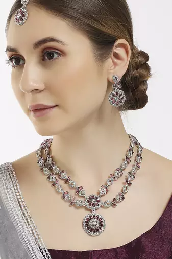 Purple designer premium festive wear necklace set