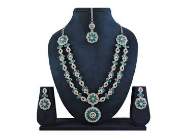 Turquoise designer premium festive wear necklace set 1