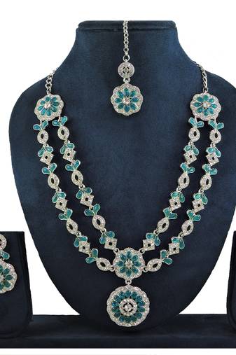 Turquoise designer premium festive wear necklace set