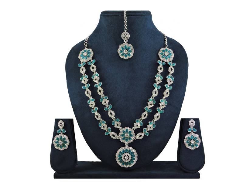 Turquoise designer premium festive wear necklace set