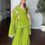 Green fox georgette embroidered sharara suit set with dupatta