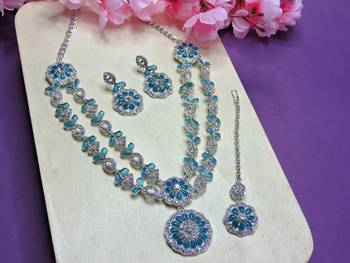 Turquoise designer premium festive wear necklace set 2