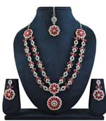 Red designer premium festive wear necklace set