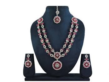 Red designer premium festive wear necklace set 1