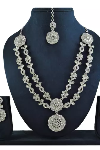 White designer premium festive wear necklace set