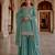 Sea green faux georgette embroidered sharara suit set with dupatta