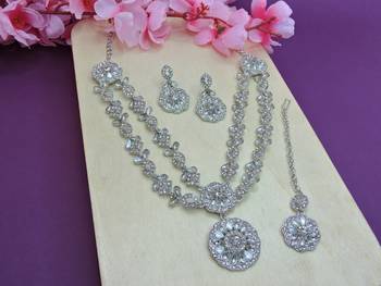 White designer premium festive wear necklace set 2