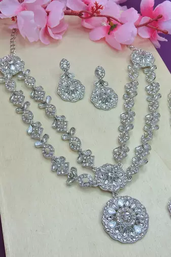 White designer premium festive wear necklace set