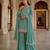 Sea green faux georgette embroidered sharara suit set with dupatta
