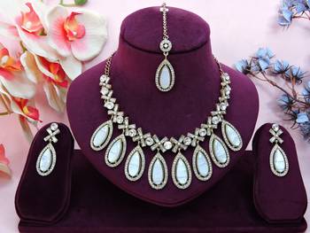 White designer premium festive wear necklace set 1