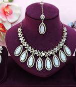 White designer premium festive wear necklace set