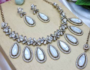 White designer premium festive wear necklace set 3