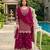 Magenta premium chinon embroidered sharara suit set with dupatta