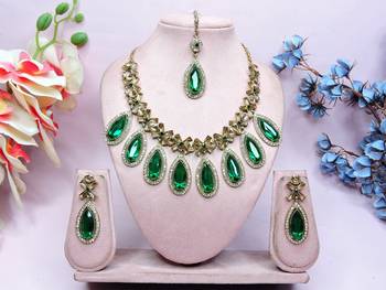 Turquoise designer premium festive wear necklace set 1