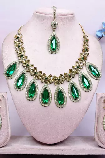 Turquoise designer premium festive wear necklace set