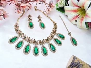 Turquoise designer premium festive wear necklace set 2