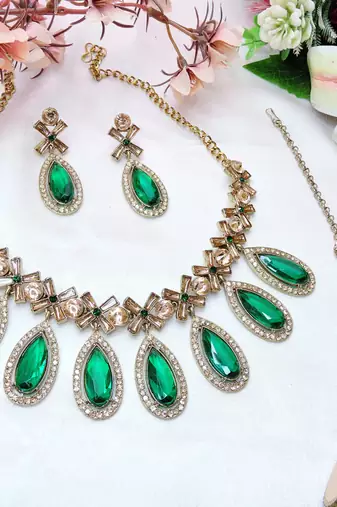 Turquoise designer premium festive wear necklace set