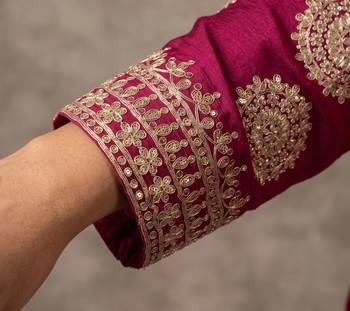 Magenta premium chinon embroidered sharara suit set with dupatta 4