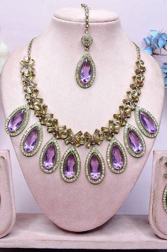 Purple designer premium festive wear necklace set