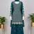 Teal green premium chinon embroidered sharara suit set with dupatta