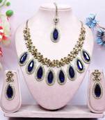 Blue designer premium festive wear necklace set