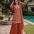 Orange premium chinon embroidered sharara suit set with dupatta
