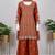 Orange premium chinon embroidered sharara suit set with dupatta