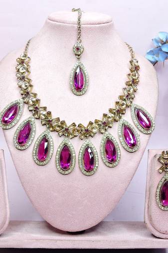 Purple designer premium festive wear necklace set