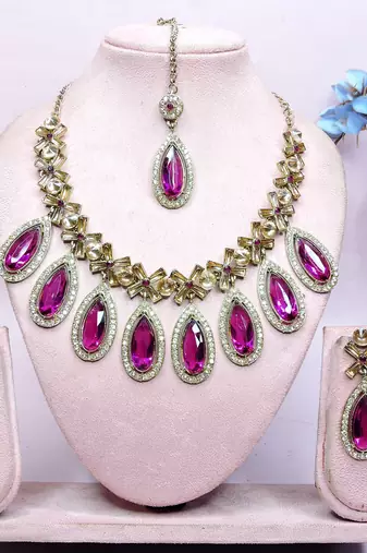 Purple designer premium festive wear necklace set