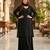 Black premium chinon beads work kurta palazzo set with border tassel dupatta