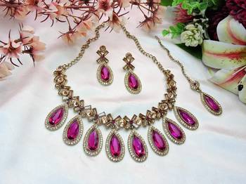 Purple designer premium festive wear necklace set 2